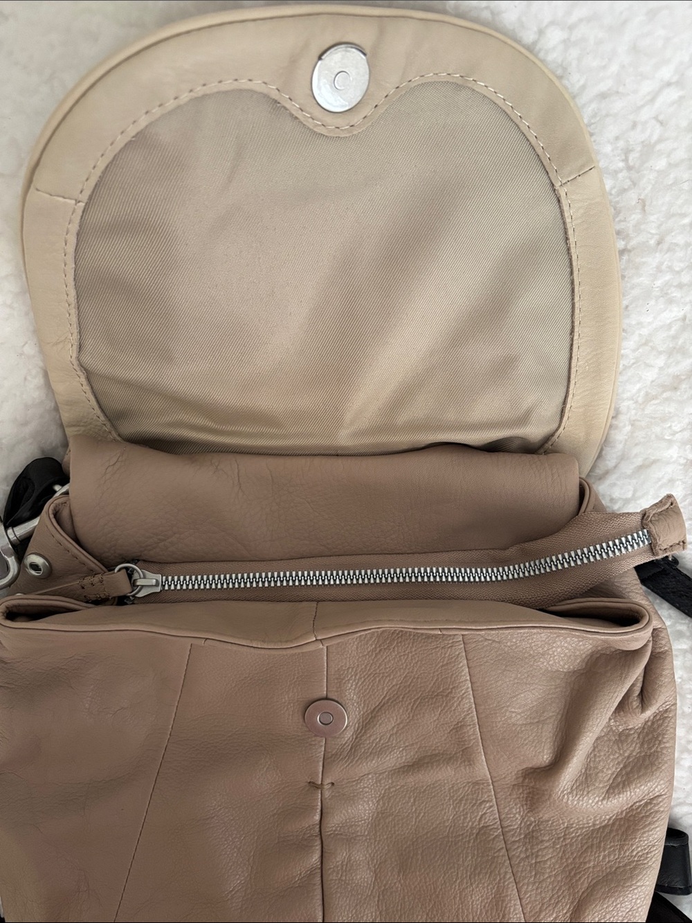 American Leather Two-Tone Beige & Cream Backpack - Picture 7 of 11